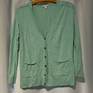 GAP Mint Green V-Neck Button Cardigan